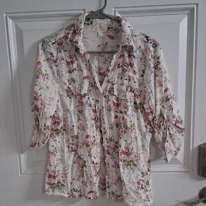 Eden & Olivia Floral Blouse - White and Pink